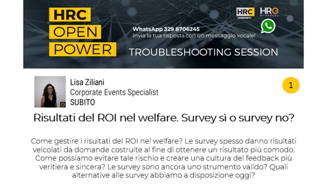 Serena Ottone risponde su RISULTATI DEL ROI NEL WELFARE
