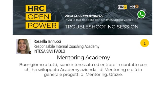 Daniela Saccà risponde su Mentoring Academy