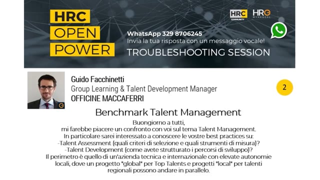 Claudia Mercia risponde su BENCHMARK TALENT MANAGEMENT