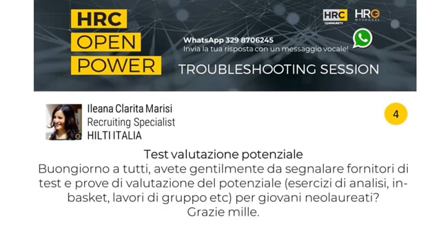 Francesca Tempesta risponde su TEST VALUTAZIONE POTENZIALE