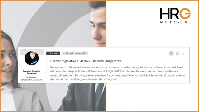 Call MyHRGoal – Decreto trasparenza
